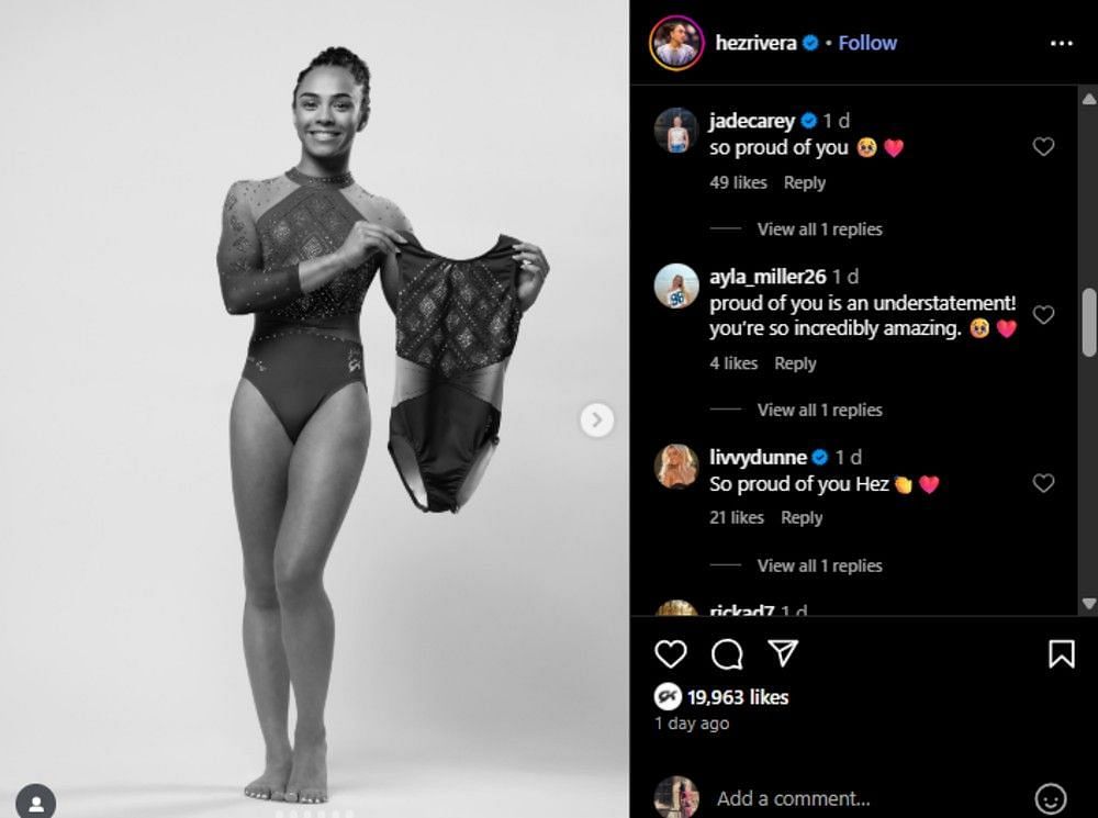 Screenshot of the Instagram post's comment section.
